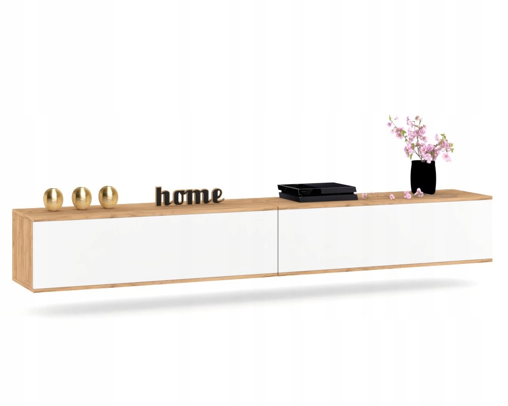 Závěsná Rtv skříňka Police Horizontální vitrína do obývacího pokoje Craft Bílá Mat 240