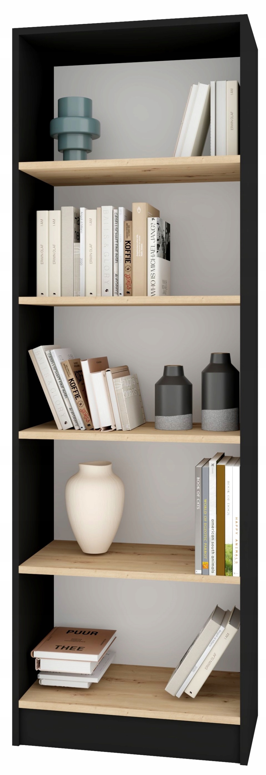 Regál na knihy Černý s policemi 5 Polic 80 CM Hračky Segregátory Kancelář