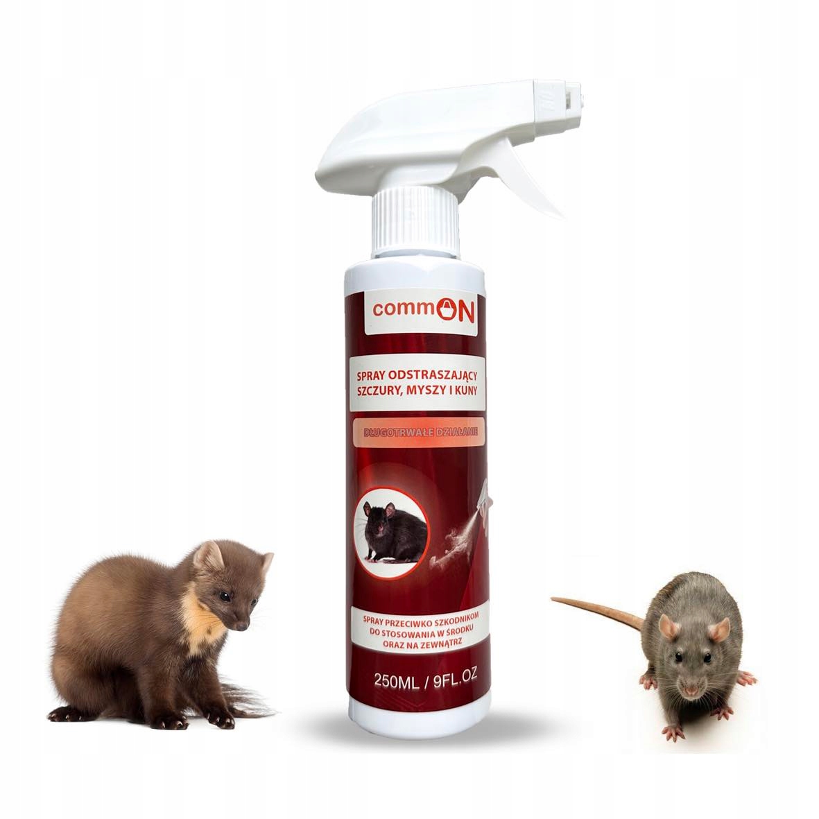 ŚRODEK SPRAY PREPARAT ODSTRASZACZ KUN MYSZY SZCZURY GRYZONIE COMMON 250ML