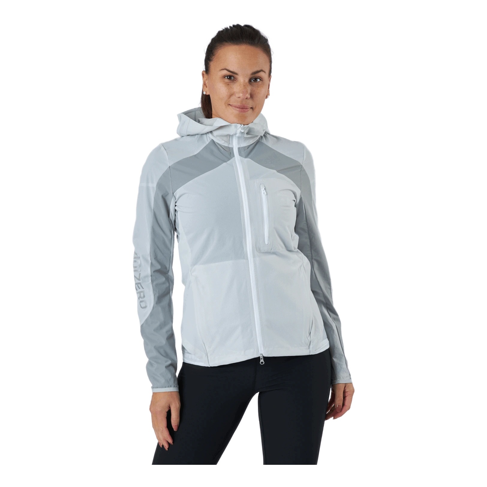 Dámská běžecká bunda Adizero Marathon Jacket Women White Grey, velikost S