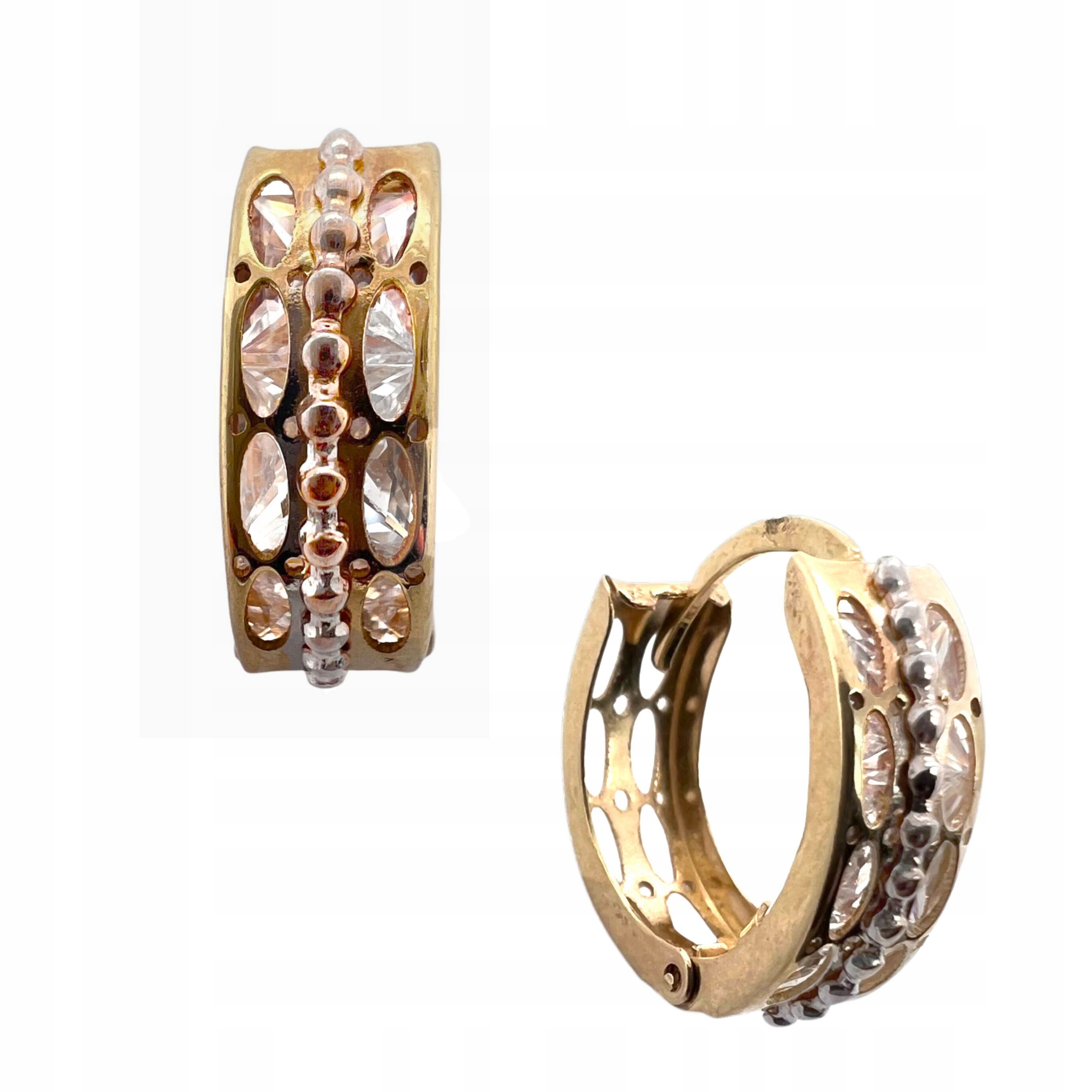 Dámské Náušnice Zlaté Ryzost 585 Kolečka Se Zirkony Zapínací Tyčinka