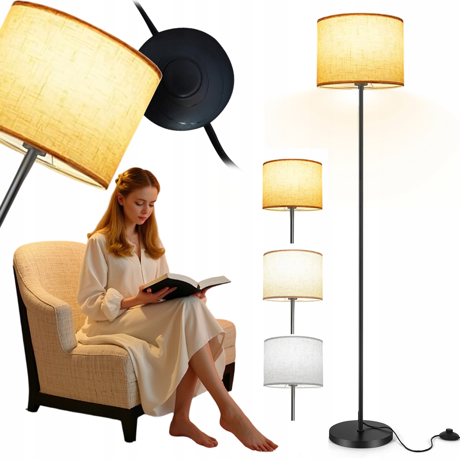 Podlahová Lampa S 3 Barevnými Teplotami Boho Do Obývacího Pokoje, Ložnice, Kanceláře, 156 CM
