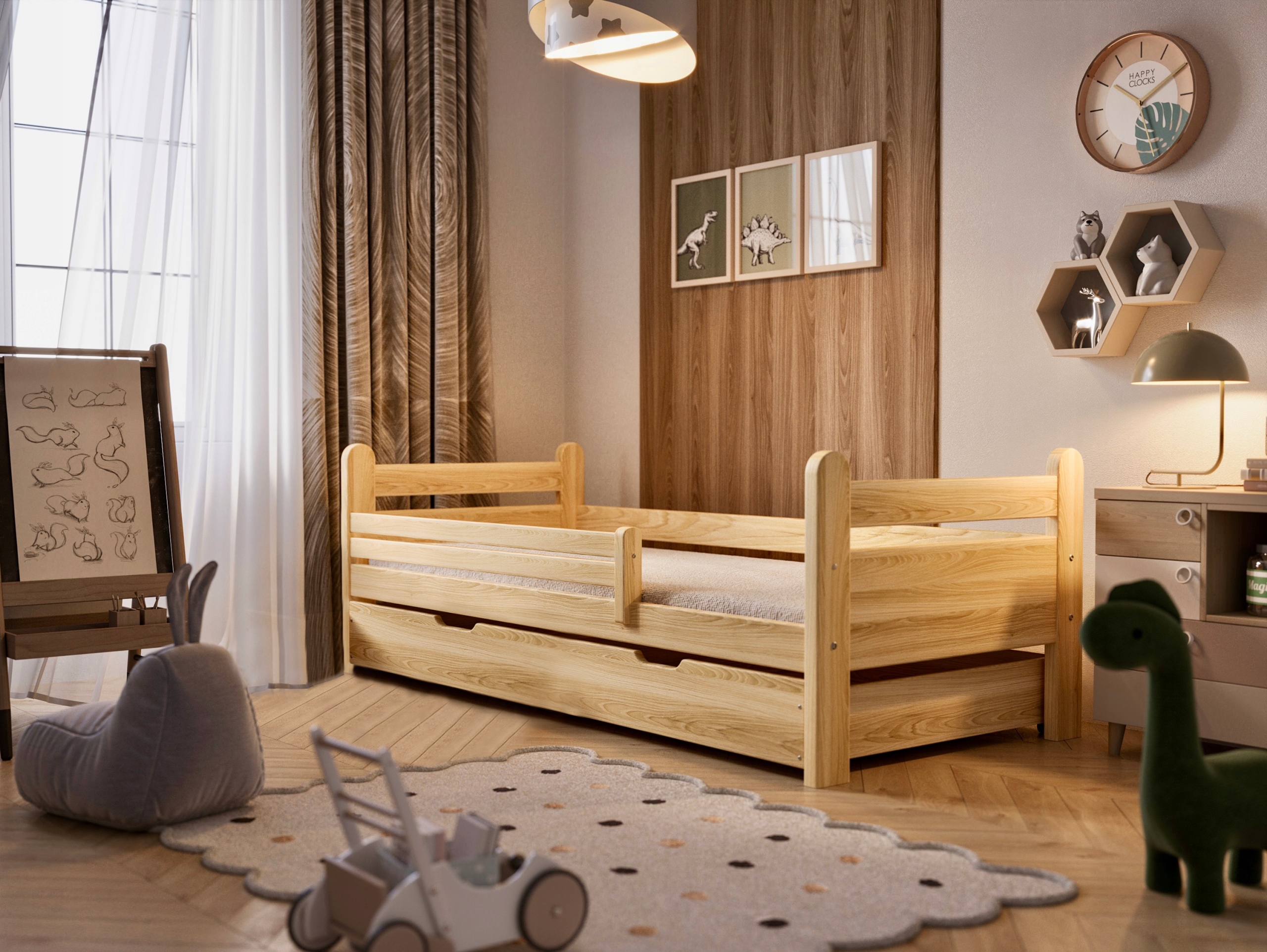 ŁÓŻKO DLA DZIECKA DREWNIANE BAMBI BEZ MATERACA 80x160 Marka Maxstol