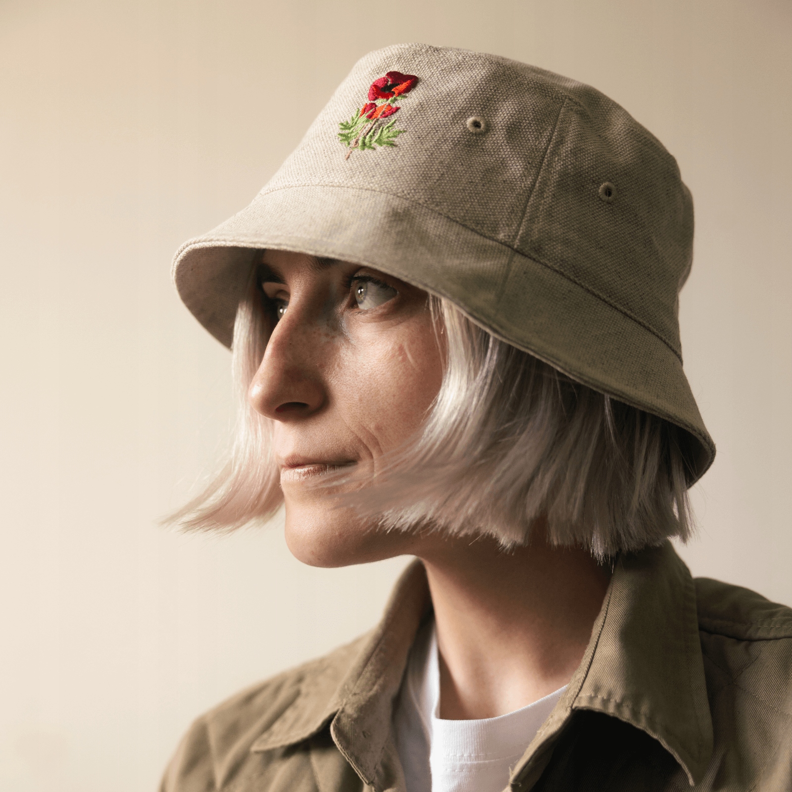 Klobouk Bucket Hat s výšivkou Made In Poland Kabak x Kombinat Přírodní L/XL