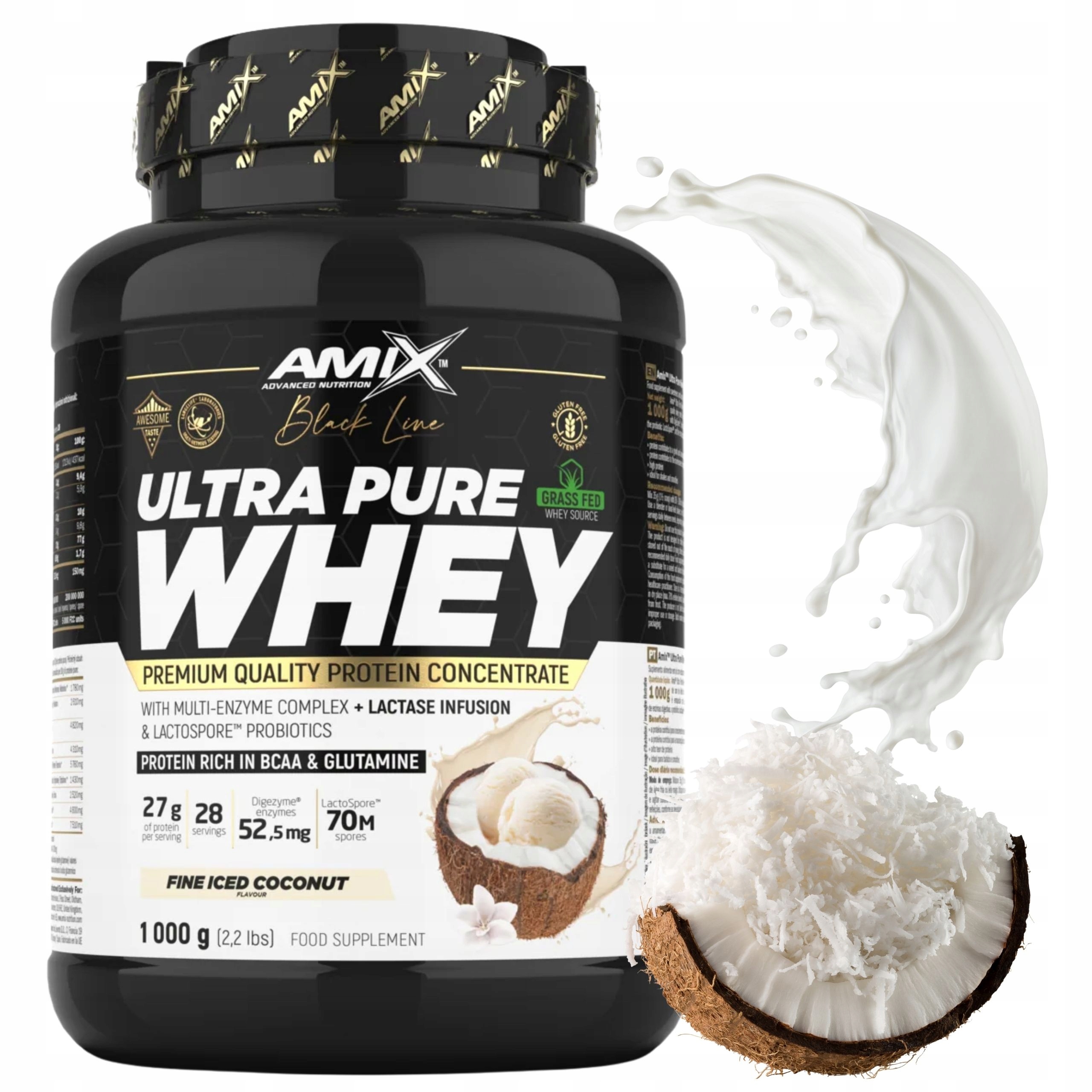 Protein Wpc Pure Whey Digezyme 1000 g Kokosový protein