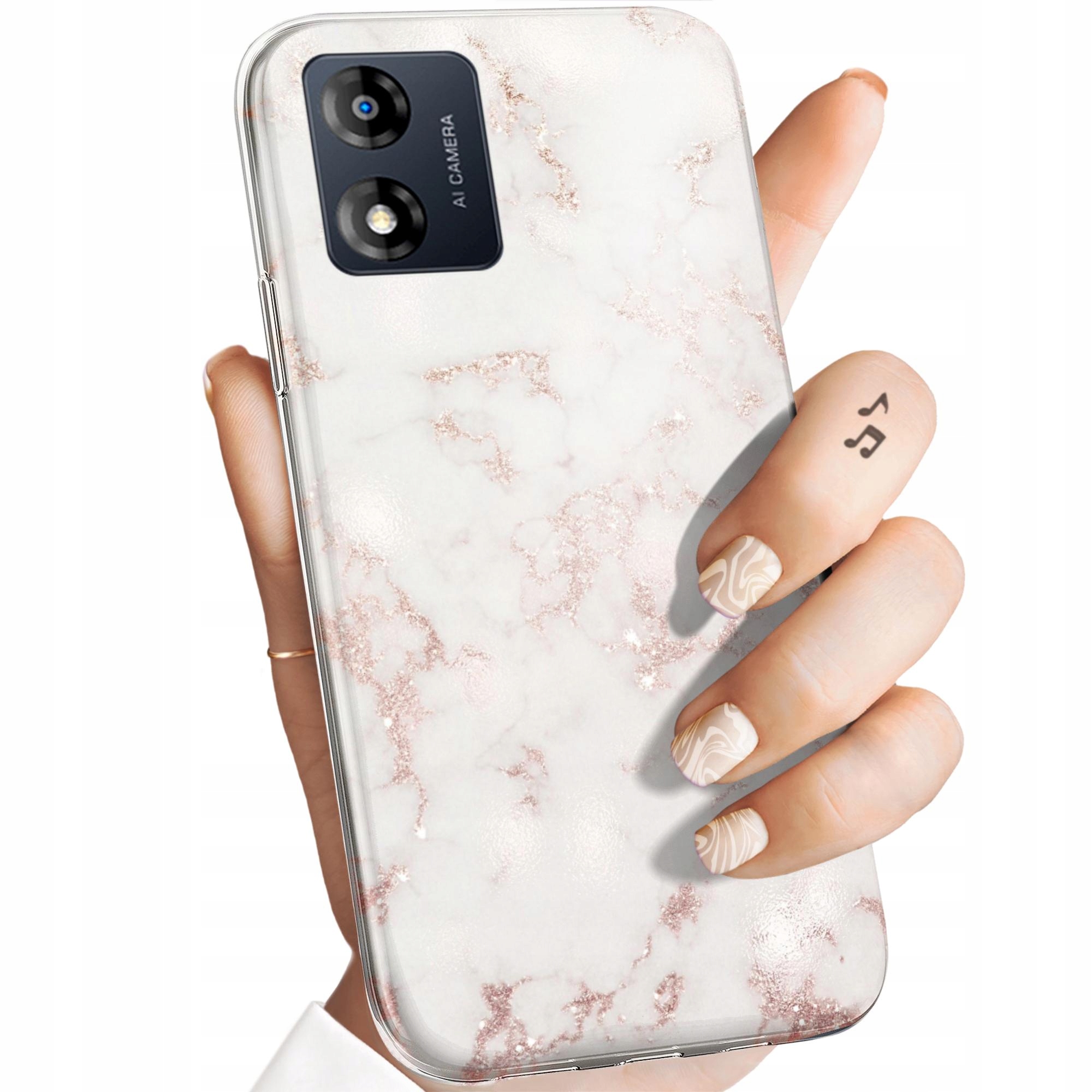 Etui Do Motorola Moto E13 Białe Kamień Kształty Obudowa Pokrowiec
