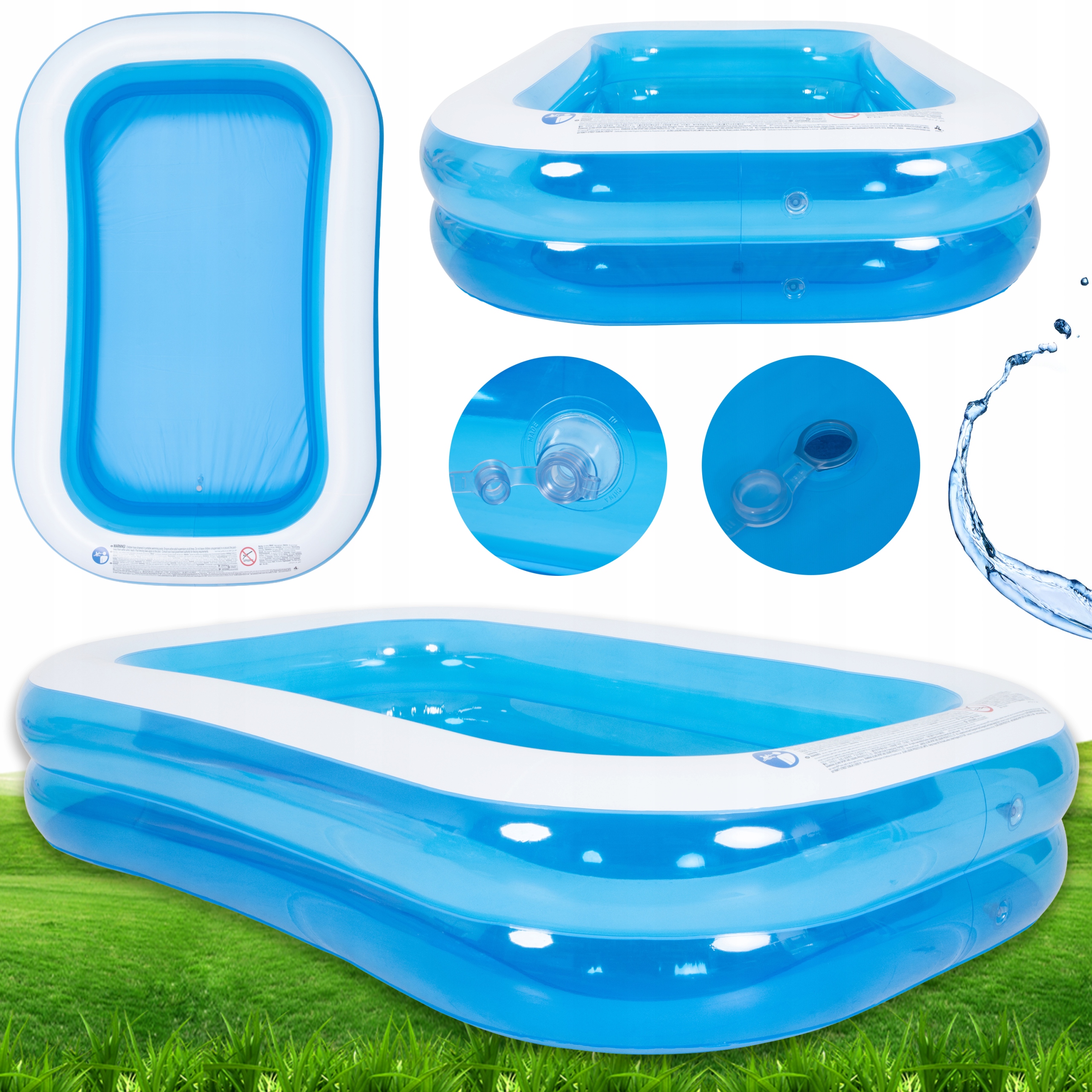 Basen Ogrodowy Dmuchany Duży Dla Dzieci Prostokątny 262 X 175 X50CM Solidny