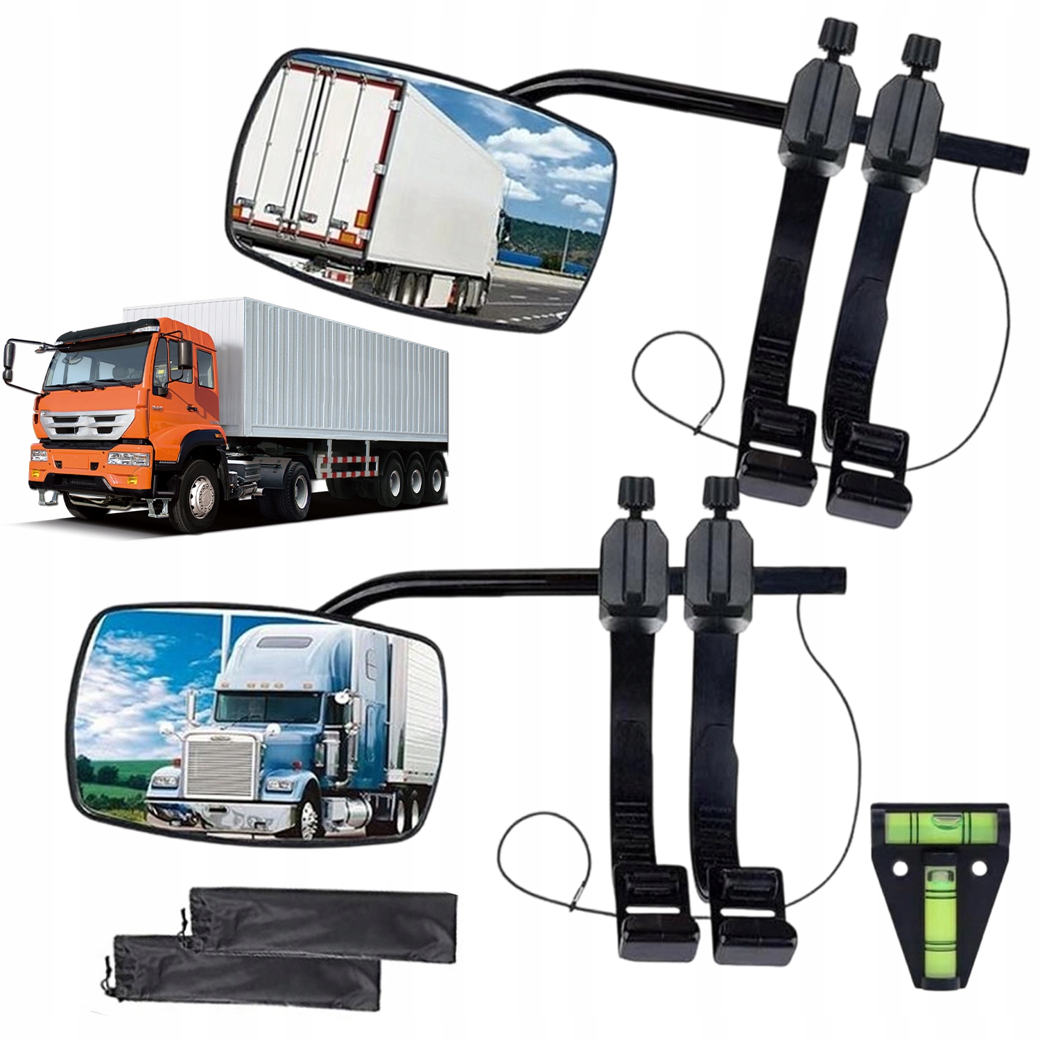 Boční Zpětné Zrcátko Pro Karavan 2 Ks S Vodováhou