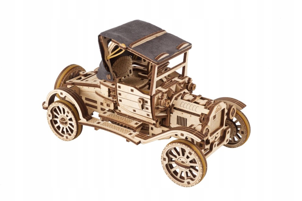 RETRO CAR UGR-T UGEARS MODEL MECHANICZNY DREWNIANY Z NAPĘDEM PUZZLE 3D
