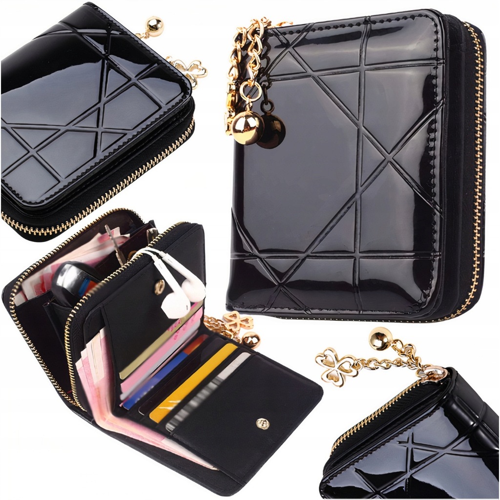 PORTFEL Damski CZARNY Pikowany Lakierowany mały Kod producenta Z37