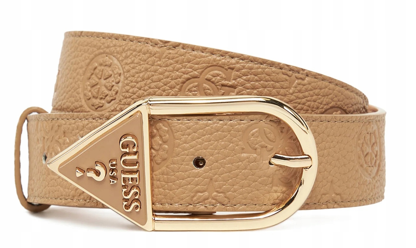 Guess pásek ke kalhotám dámský klasický logovaný béžový eko kůže M