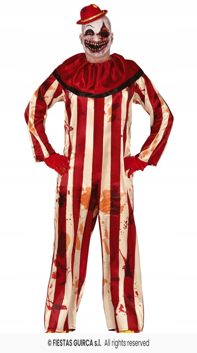 Kostým Klauna Převlek Klaun s proužky Horor Strašidelný klan Halloween L