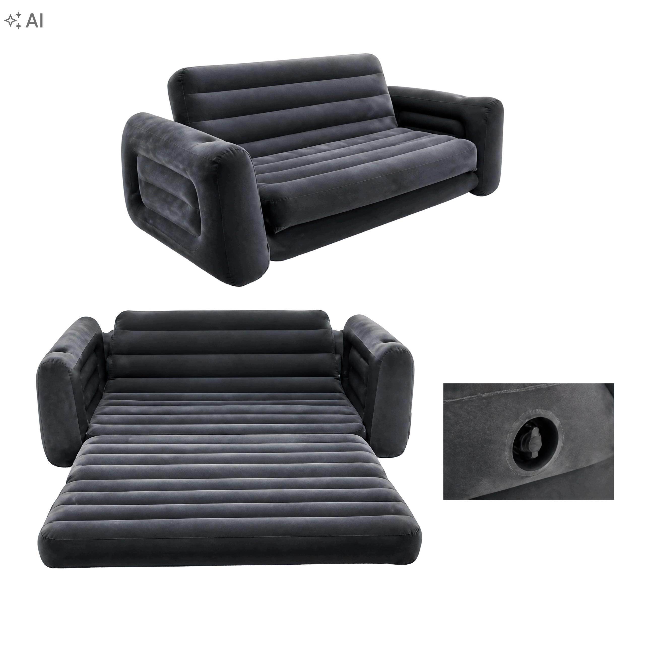 Sofa Dmuchana Rozkładana Duże Łóżko Materac 2w1 Pompowana Dwuosobowy Welur