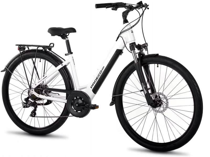 Rower elektryczny Proeco Wave An 1.0 M17 28 cali max 110km Biały