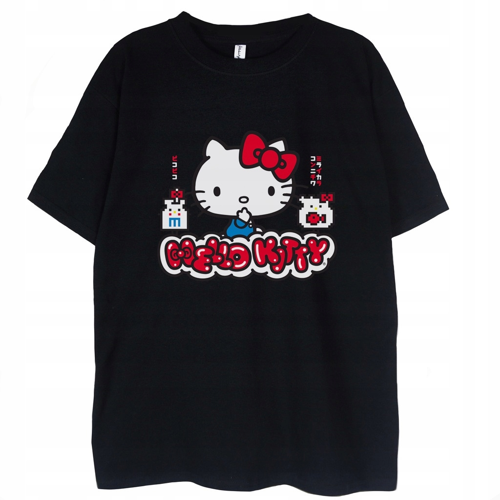 

T-shirt Hello Kitty kawai kot czarna koszulka L