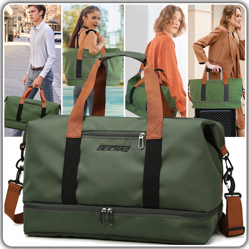 DAMSKA MĘSKA TORBA PODRÓŻNA SPORTOWA BAGAŻ DO JOGI NA SIŁOWNIĘ NA RAMIĘ 30L Model HE-042