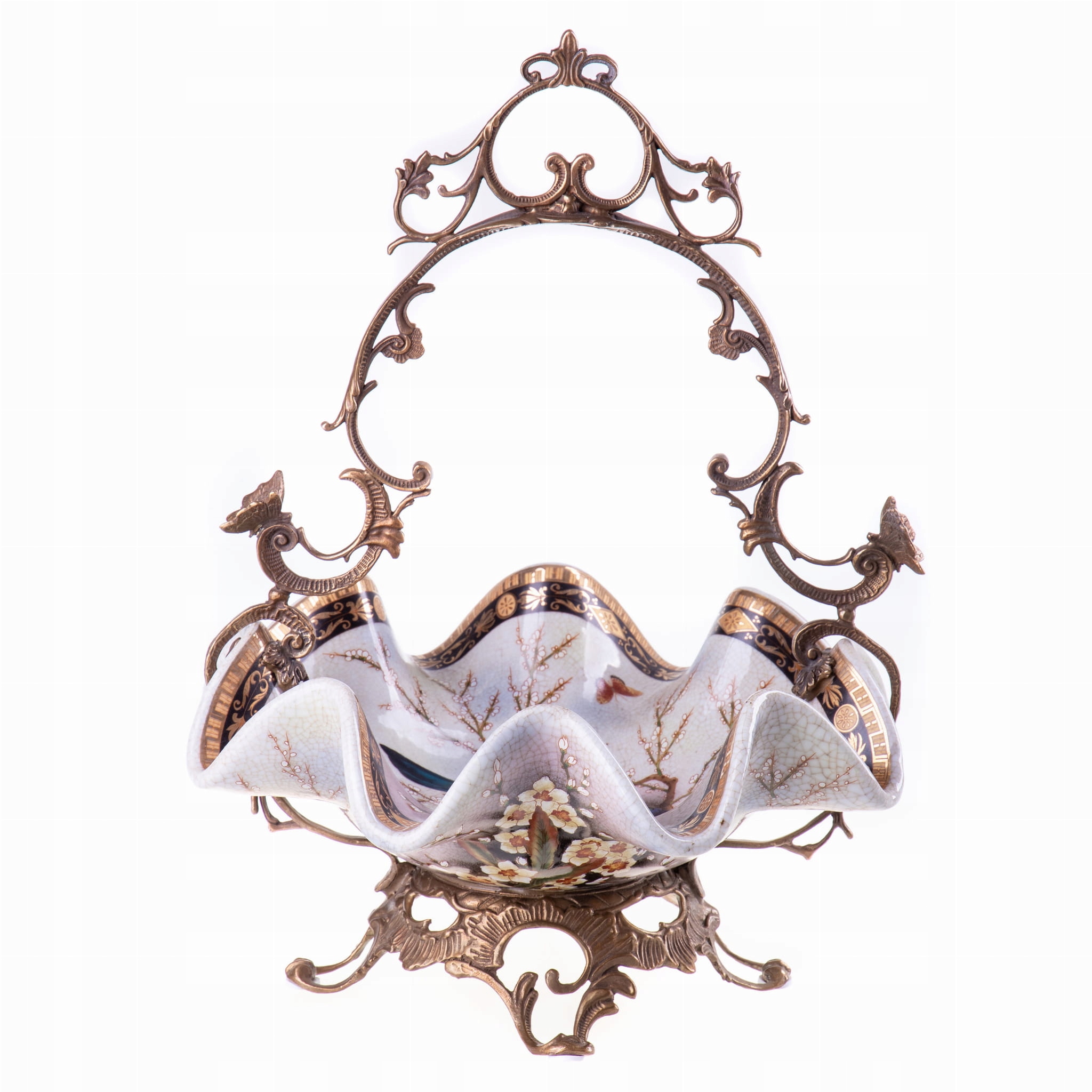 

Patera Porcelanowa z Brązem Biała Craquelé