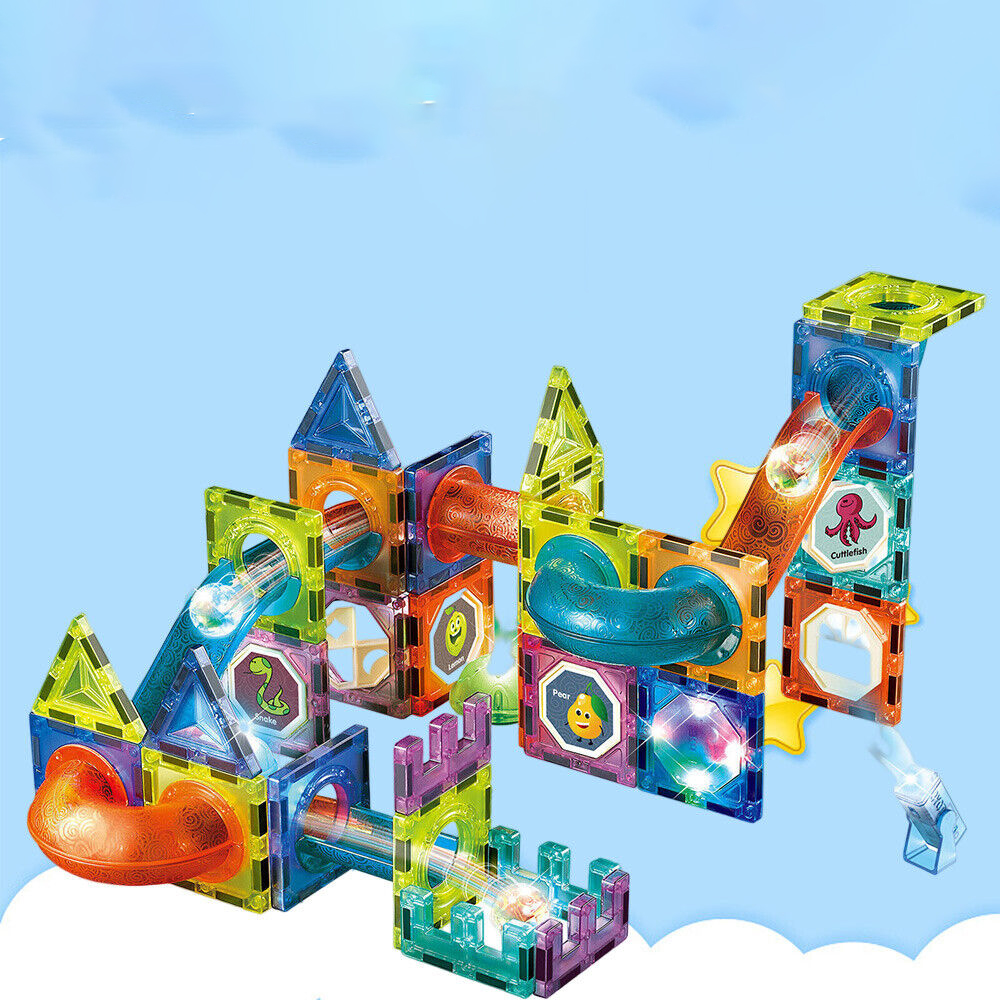 KLOCKI MAGNETYCZNE KONSTRUKCYJNE ŚWIECĄCE 75EL Marka bez marki