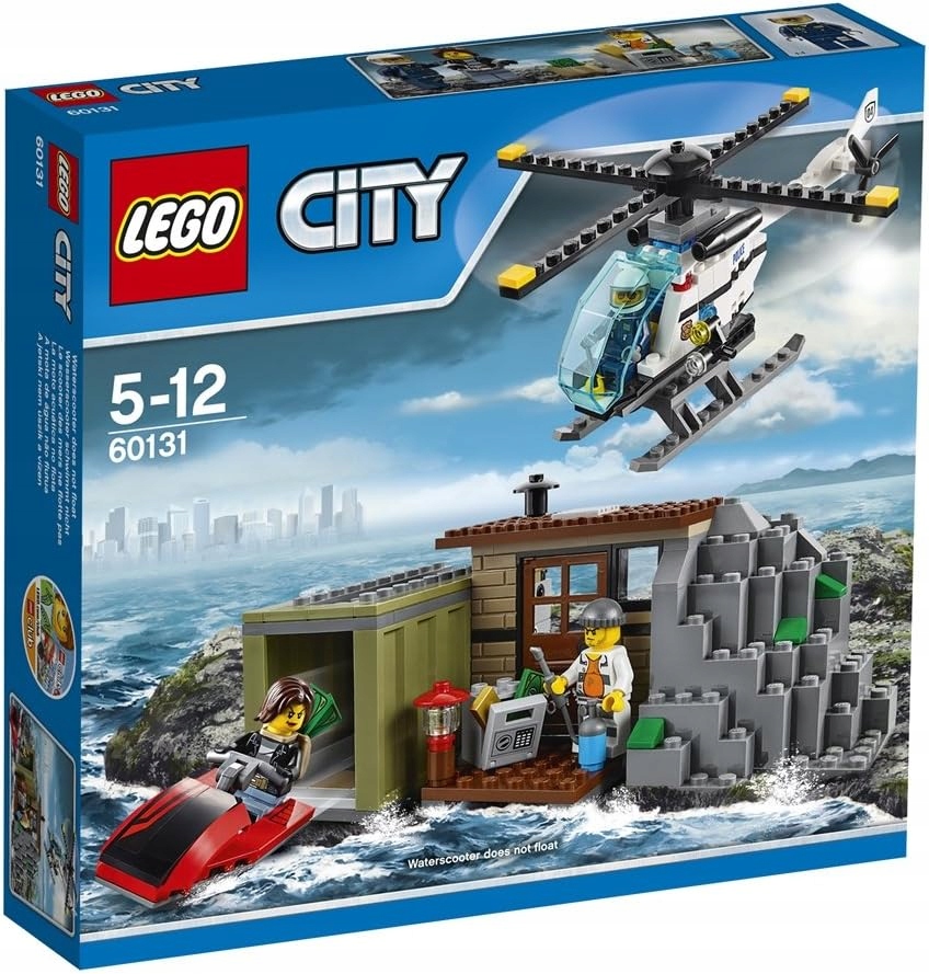 LEGO CITY 60131 Wyspa Rabusiów Helikopter Skuter Wodny Pilot Policja Sejf