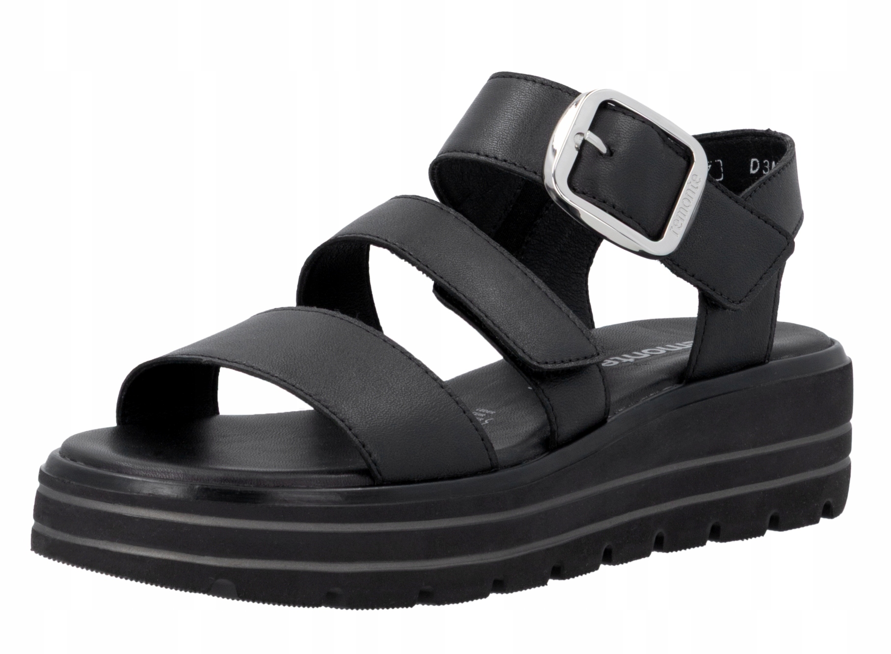 Remonte D3N50-00 vel.37 černé módní kožené sandály Rieker