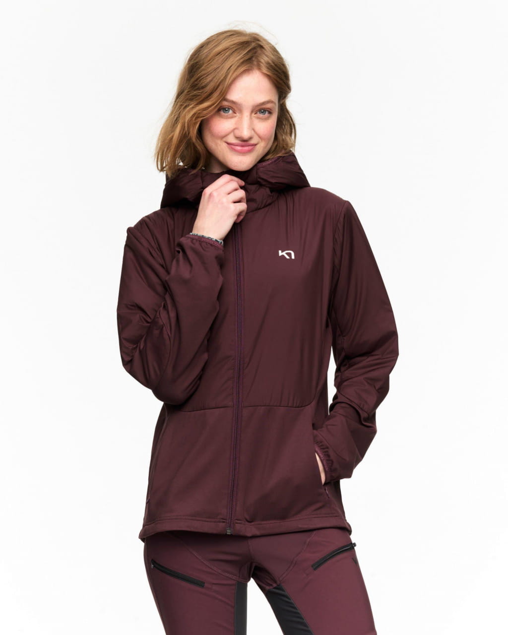 Sportovní bunda proti dešti, zateplená, vínová Kari Traa XL