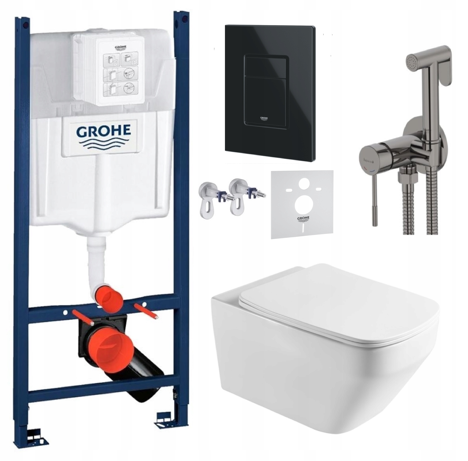 Zestaw Wc Grohe Miska Wc Imprese Tornado Przycisk Fresh bateria grafit 7w1