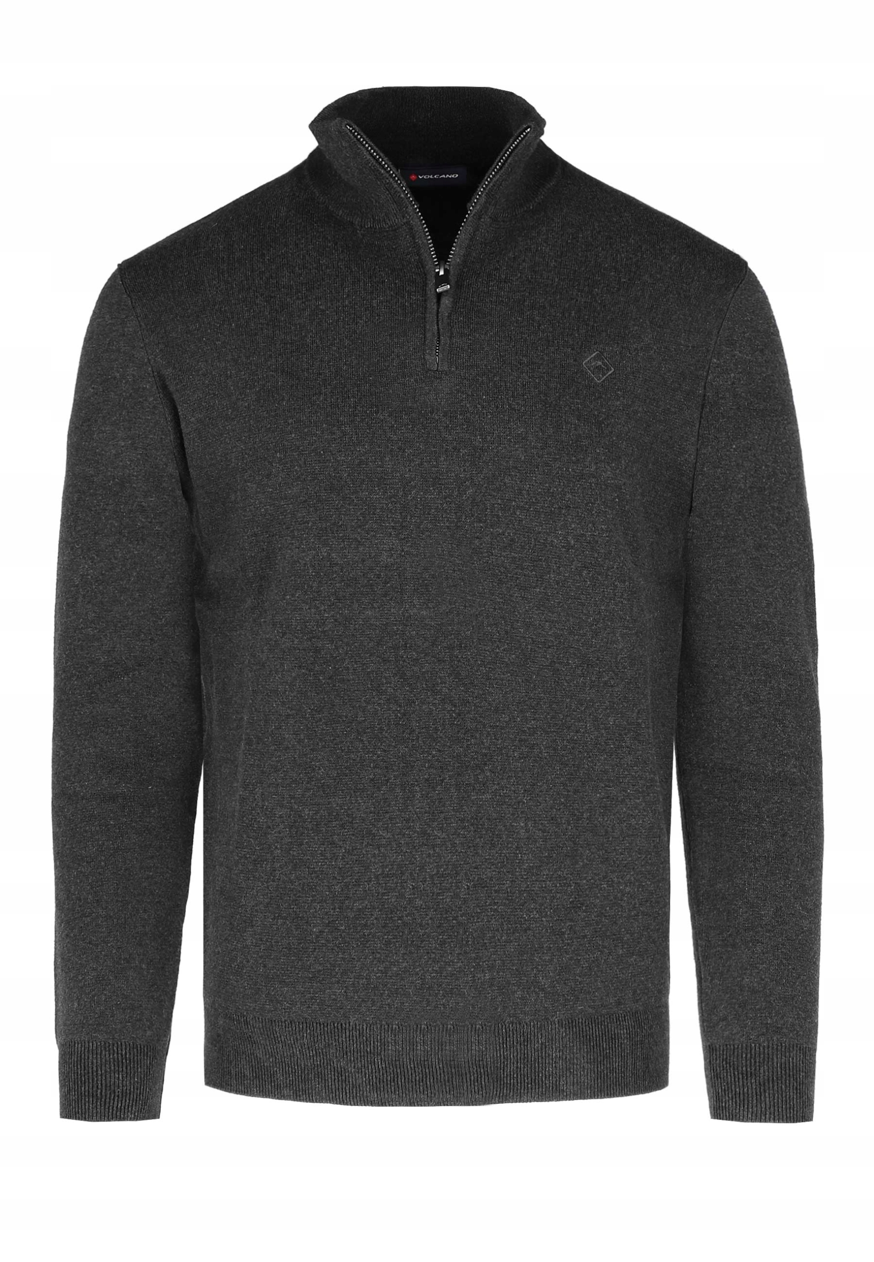 Pánský Svetr Se Stojáčkem Na Zip Šedý Volcano S-carlo 3XL