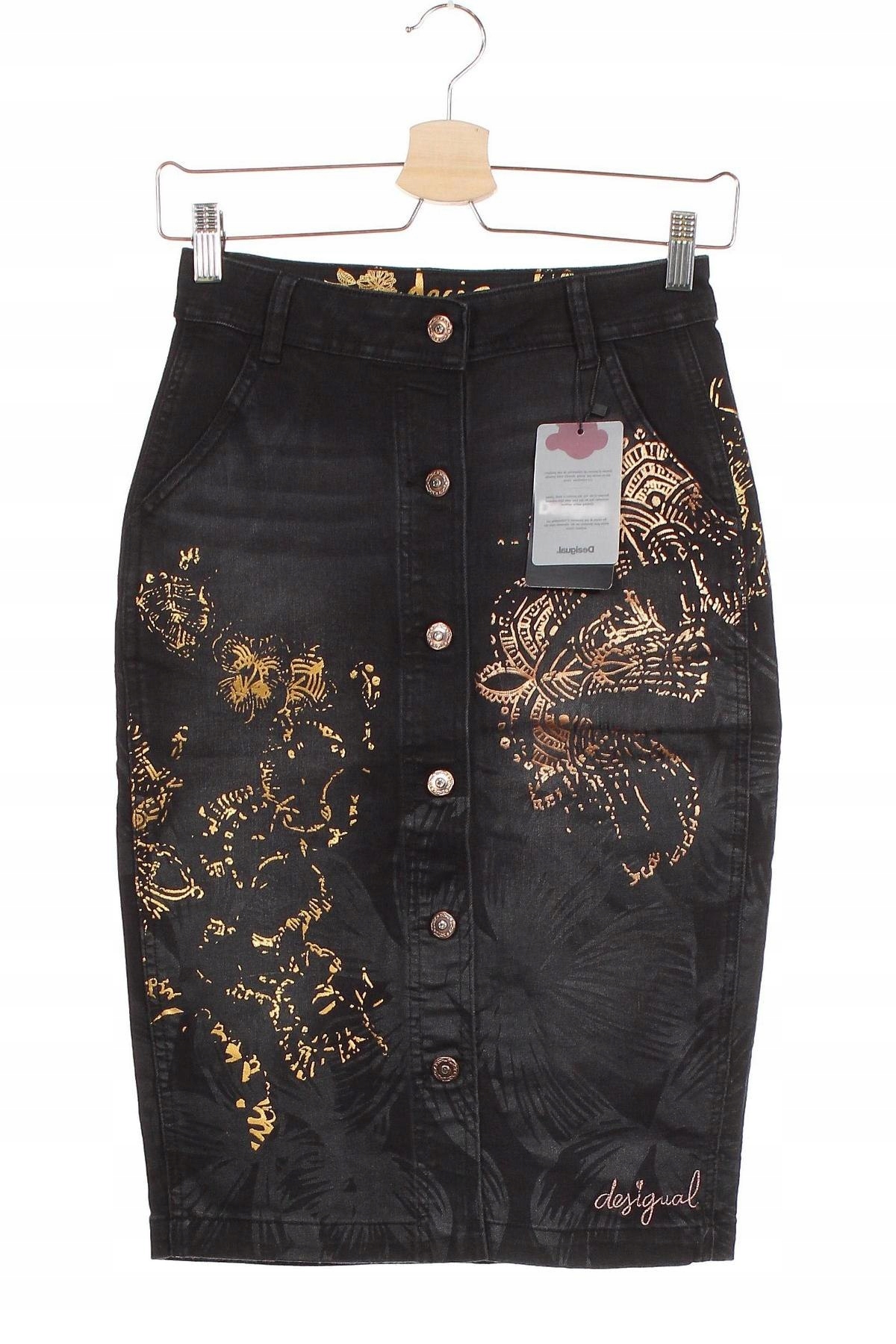 

Desigual Fal Clara spódnica midi czarna 26 PH87 11