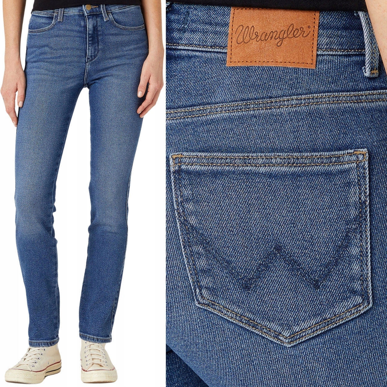 Wrangler Slim Airblue Džins jednoduché vysoké dámské džínové kalhoty W29 L34