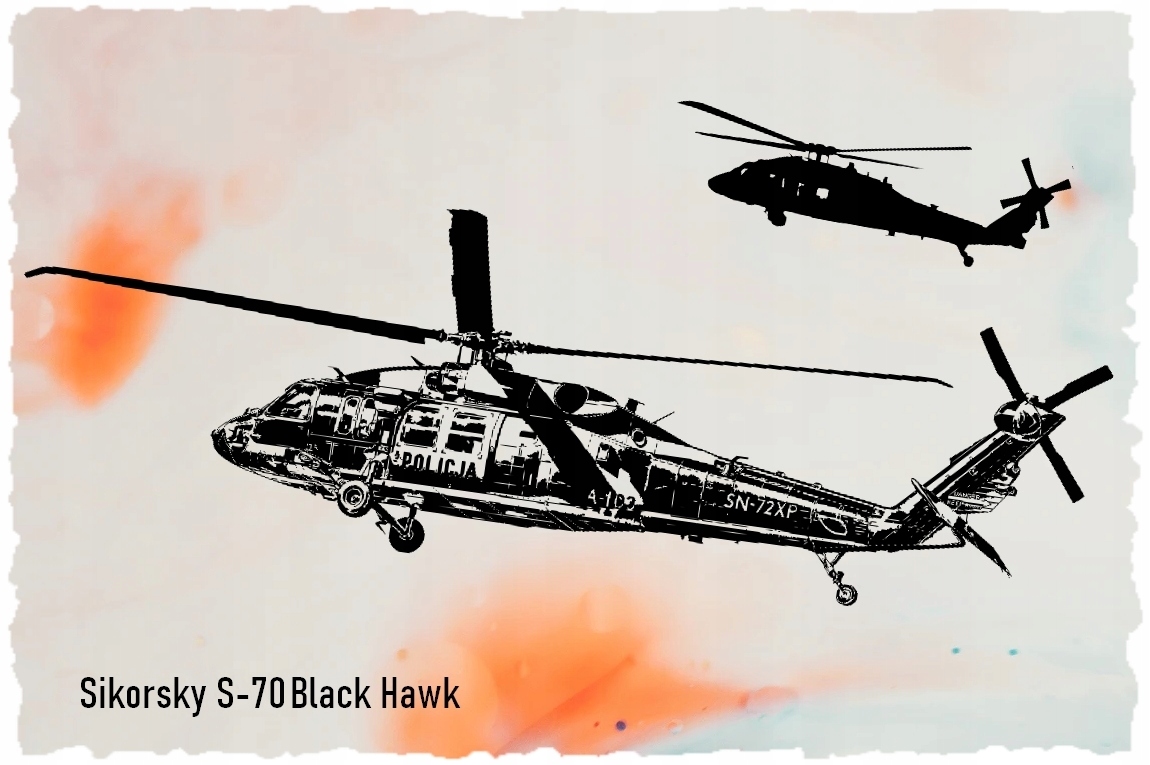 Naklejka ścienna helikopter S-70 Black Hawk 150x48
