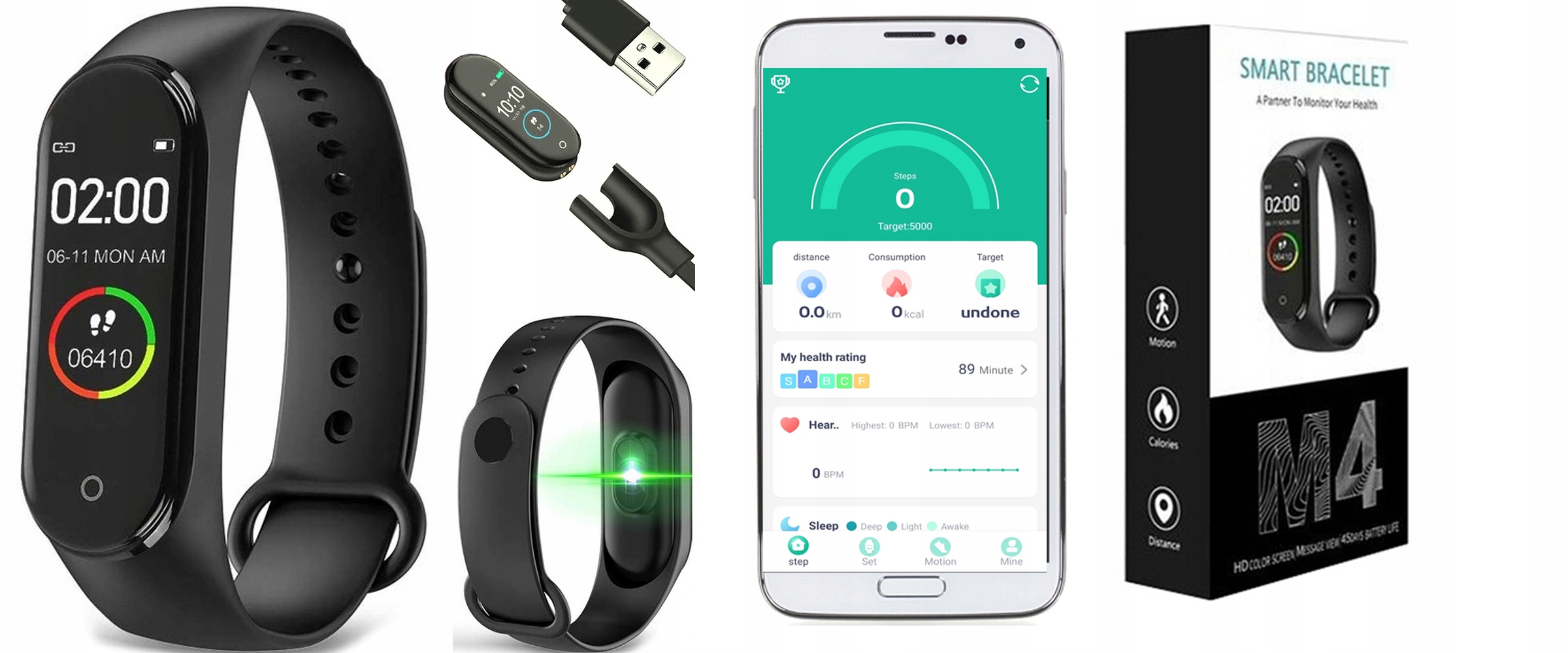 M4 SMARTBAND OPASKA SPORTOWA PULSOMETR SMARTWATCH Lokalizator GPS nie