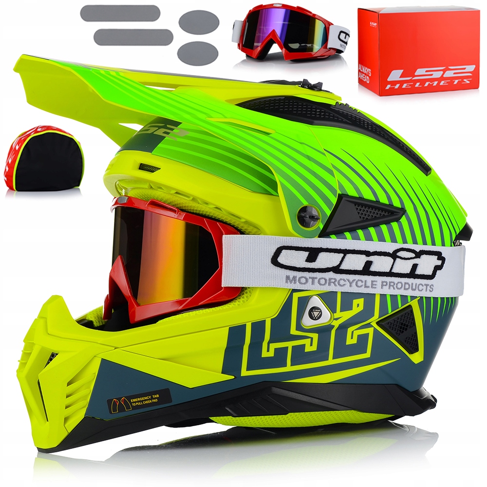 Motocyklová Prilba LS2 MX708 Fast II Duck Fluo Ľahká Enduro Cross Atv Okuliare