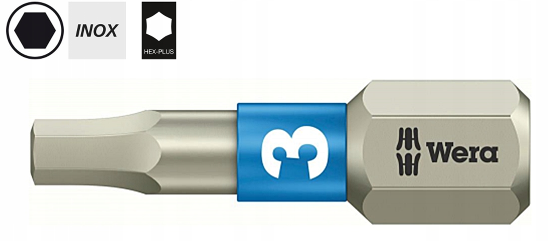 Nerezový imbusový bit 3 mm x 25 mm 1/4" Hex-Plus Inox 3840/1 Ts 071073 Wera