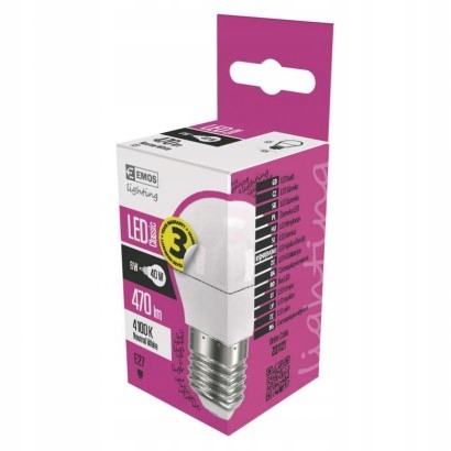 

Żarówka led E27 kulka 5W neutralna Emos ZQ1121