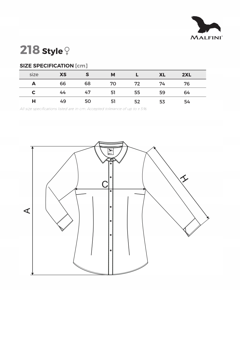 L KOSZULA BŁĘKITNA damska 218STYLE bawełna MALFINI Model STYLE 218