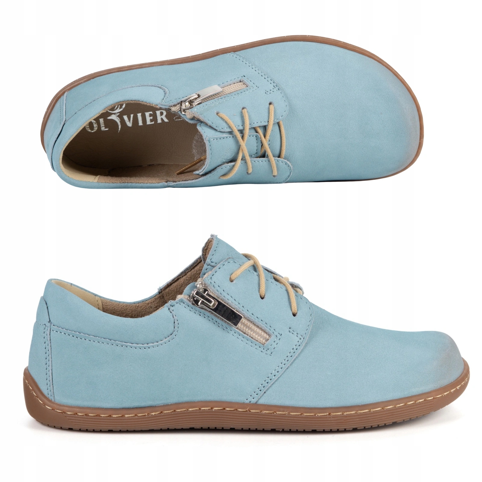 Dámské minimalistické kožené boty barefoot 1244 modré 41