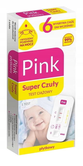 DOMOWY PŁYTKOWY TEST CIĄŻOWY PINK SUPERCZUŁY 99,9% Marka Hydrex