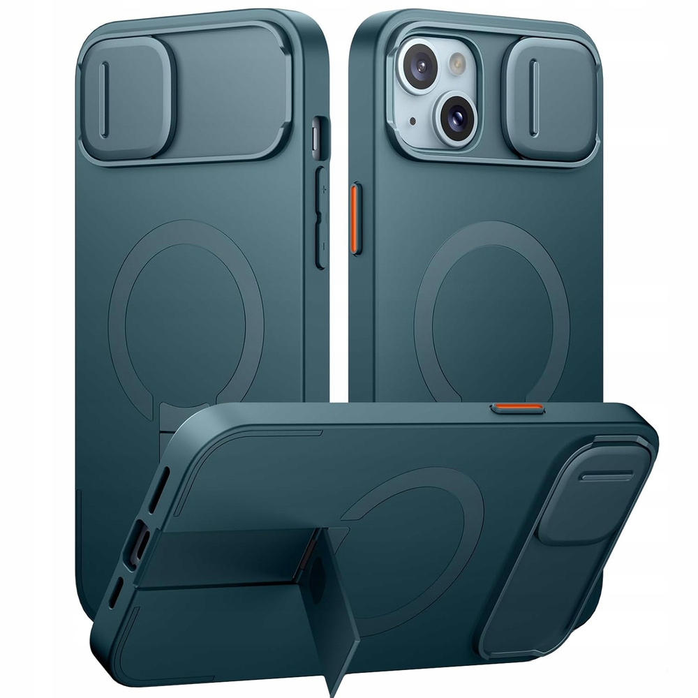 Pouzdro Suritch pro iPhone 15 Plus 14 Plus, ochrana fotoaparátu MagSafe, stojánek