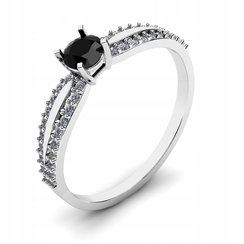 

Pierścionek Z Białego Złota Z Czarną Cyrkonią