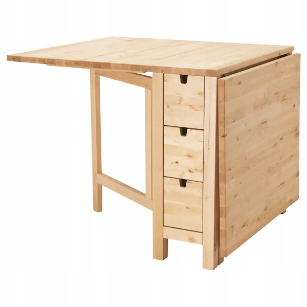 Ikea Norden Stół opuszczany z szufladami blat brzoza 152x80 cm