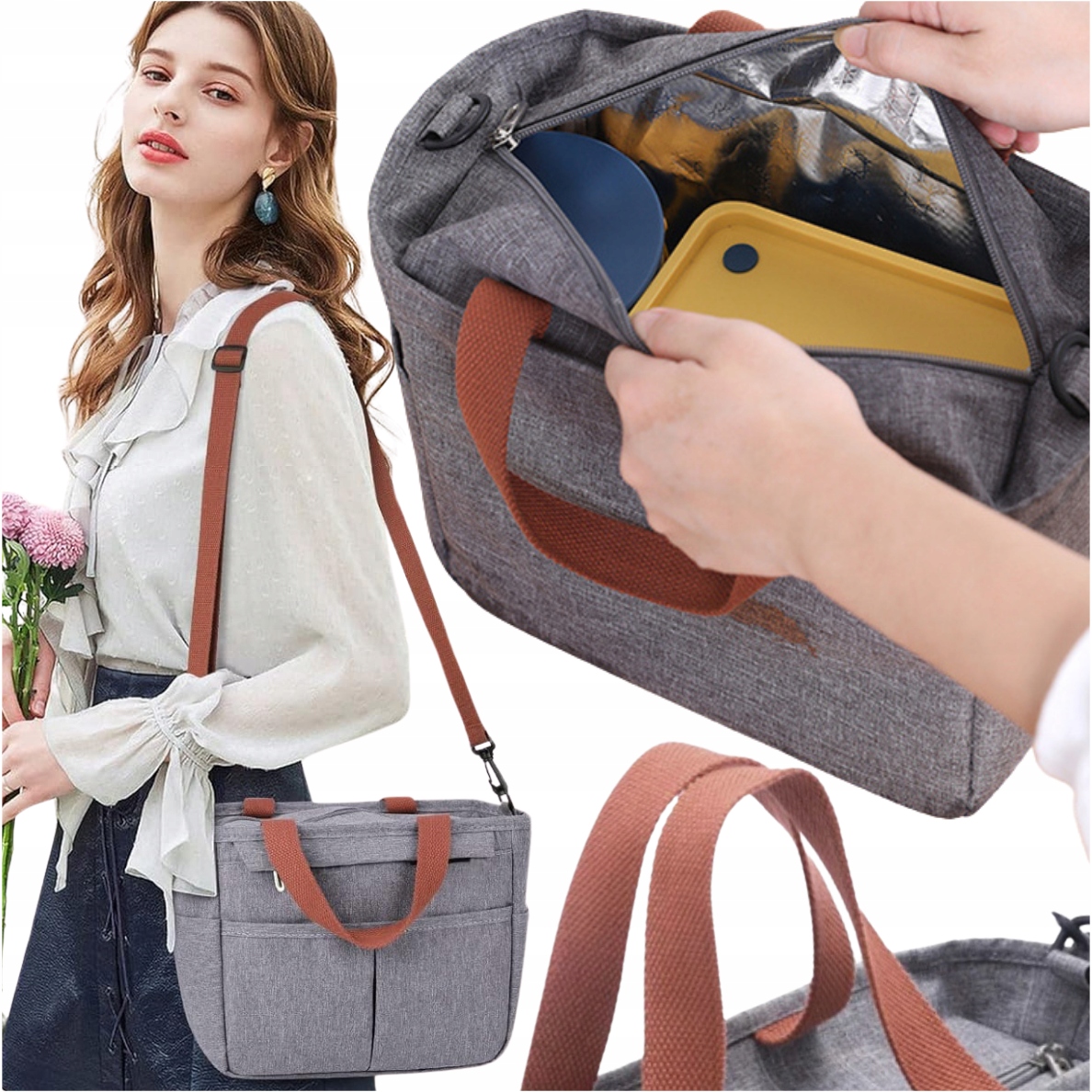 Torba ŚNIADANIOWA Termiczna duża na śniadanie jedzenie napoje LUNCH BOX Kod producenta Torba termiczna LUNCH BOX pojemna poręczna