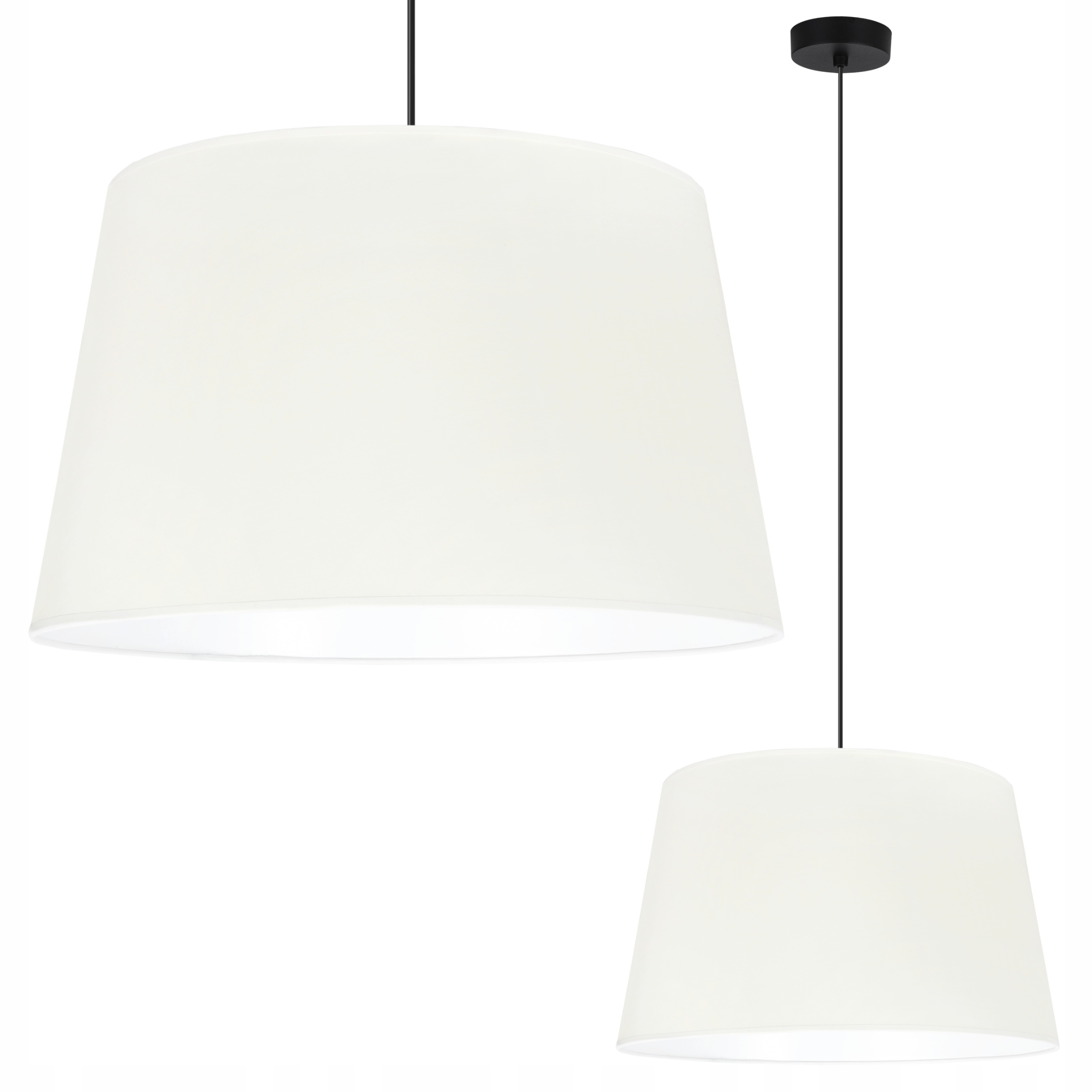 Závěsná Stropní Lustrová Lampa S Kuželovým Stínidlem, Krémová Barva Ecru Do Obývacího Pokoje
