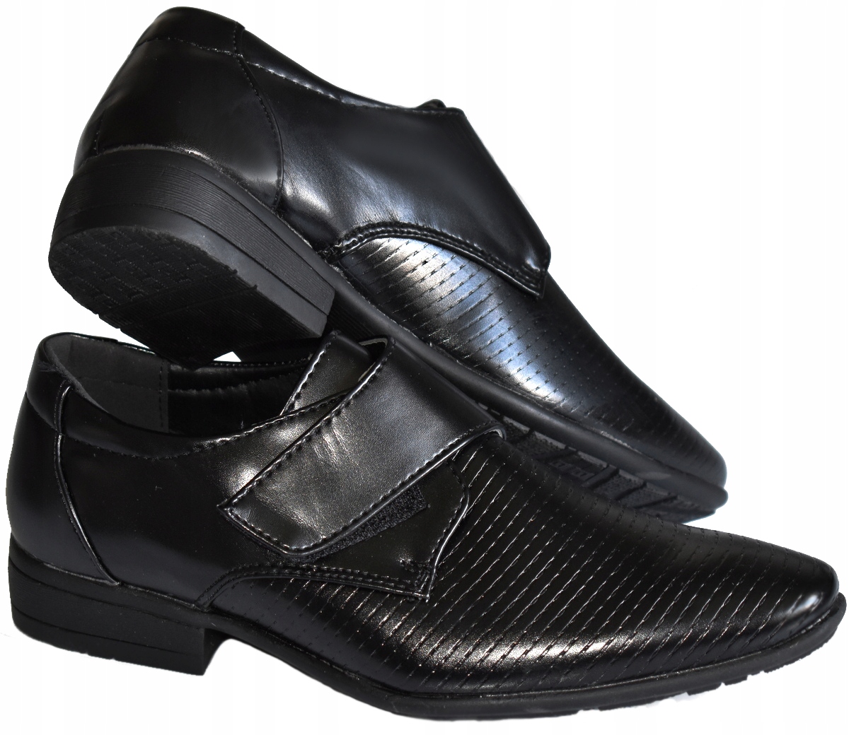 ENPLUS Komunijne Czarne PÓŁBUTY Wizytowe Lekkie na Rzepy 23,5 cm - 36 Rozmiar (new) 36