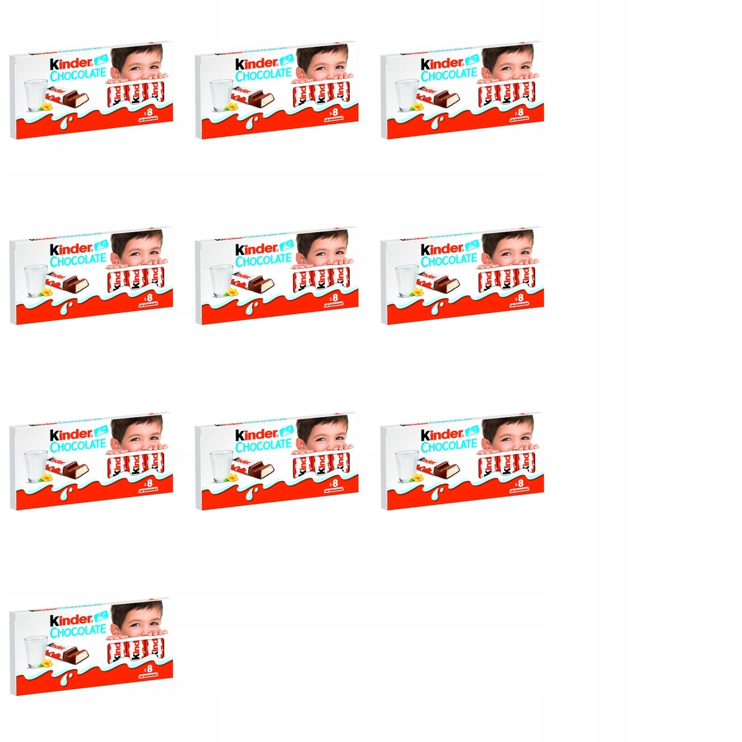 Levně 10 x 100 g Kinder čokoládová tyčinka s čokoládou 8ks