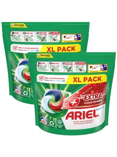 Levně 2x Kapsle na praní Ariel Extra Clean univerzální 40 ks