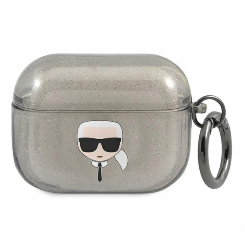 Etui Karl Lagerfeld Glitter Karl's Head na AirPods Pro czarne Karl