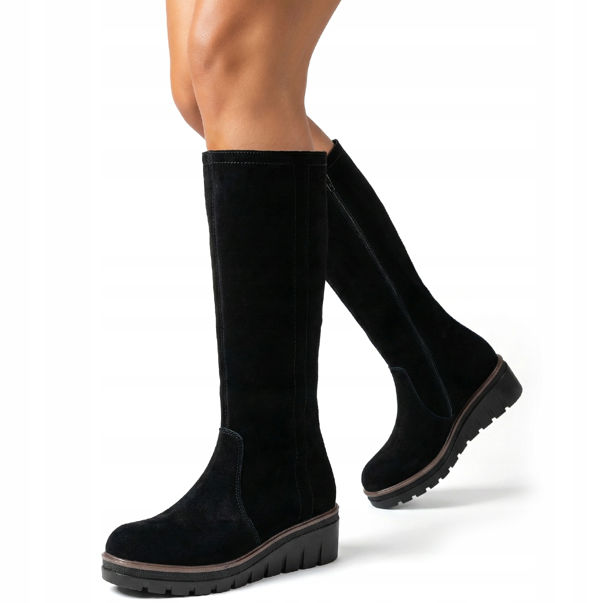 Kozačky Zateplené kožené Širší zimní Lehké klínek Zip Wojtyłko 36