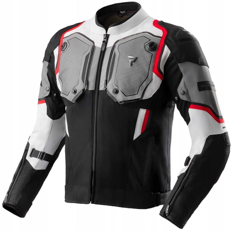 Rebelhorn Borg II Black Grey Red Pánska Textilná Motocyklová Bunda Šedá