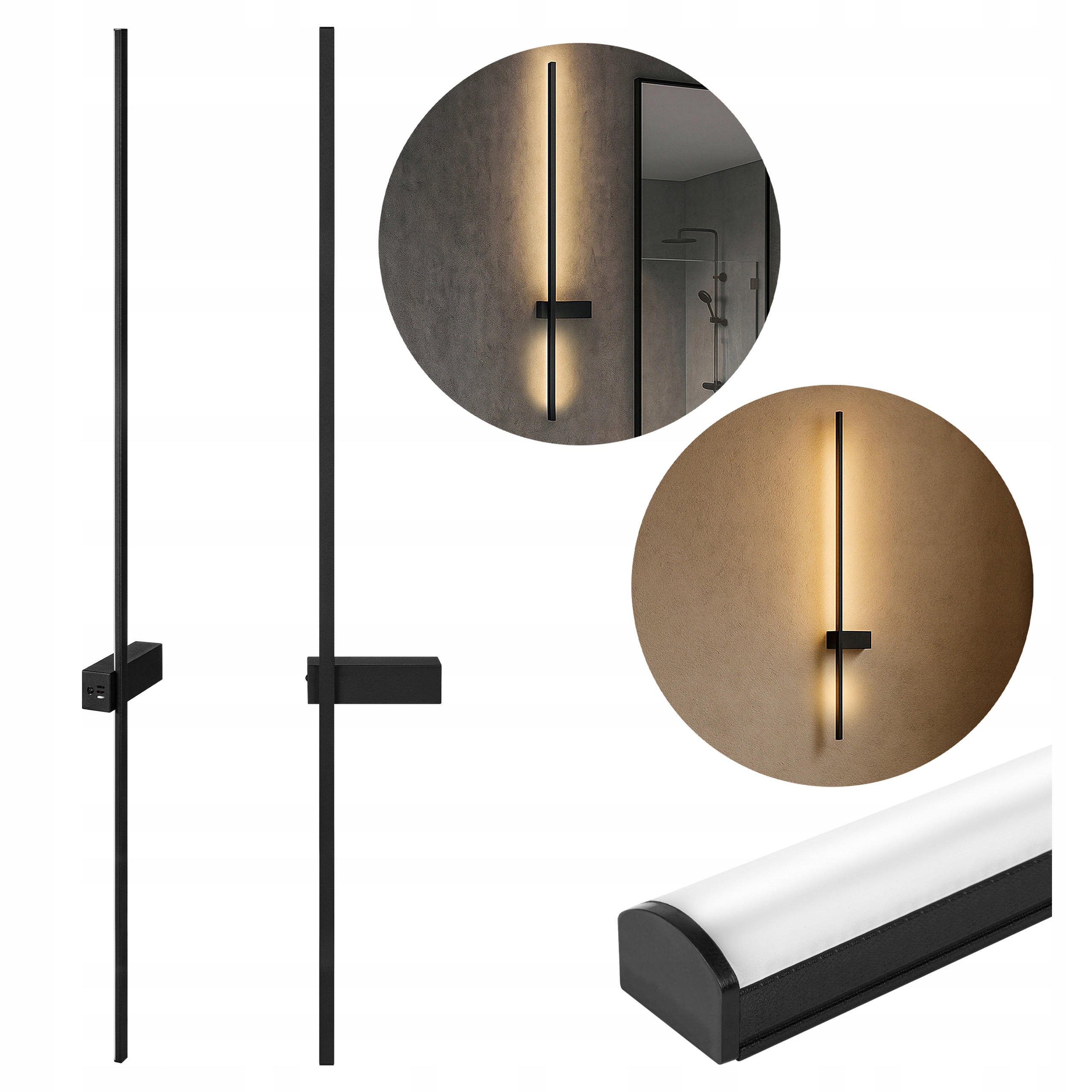 Nástěnná nástěnná lampa 120 cm vnitřní Led černá do bytu