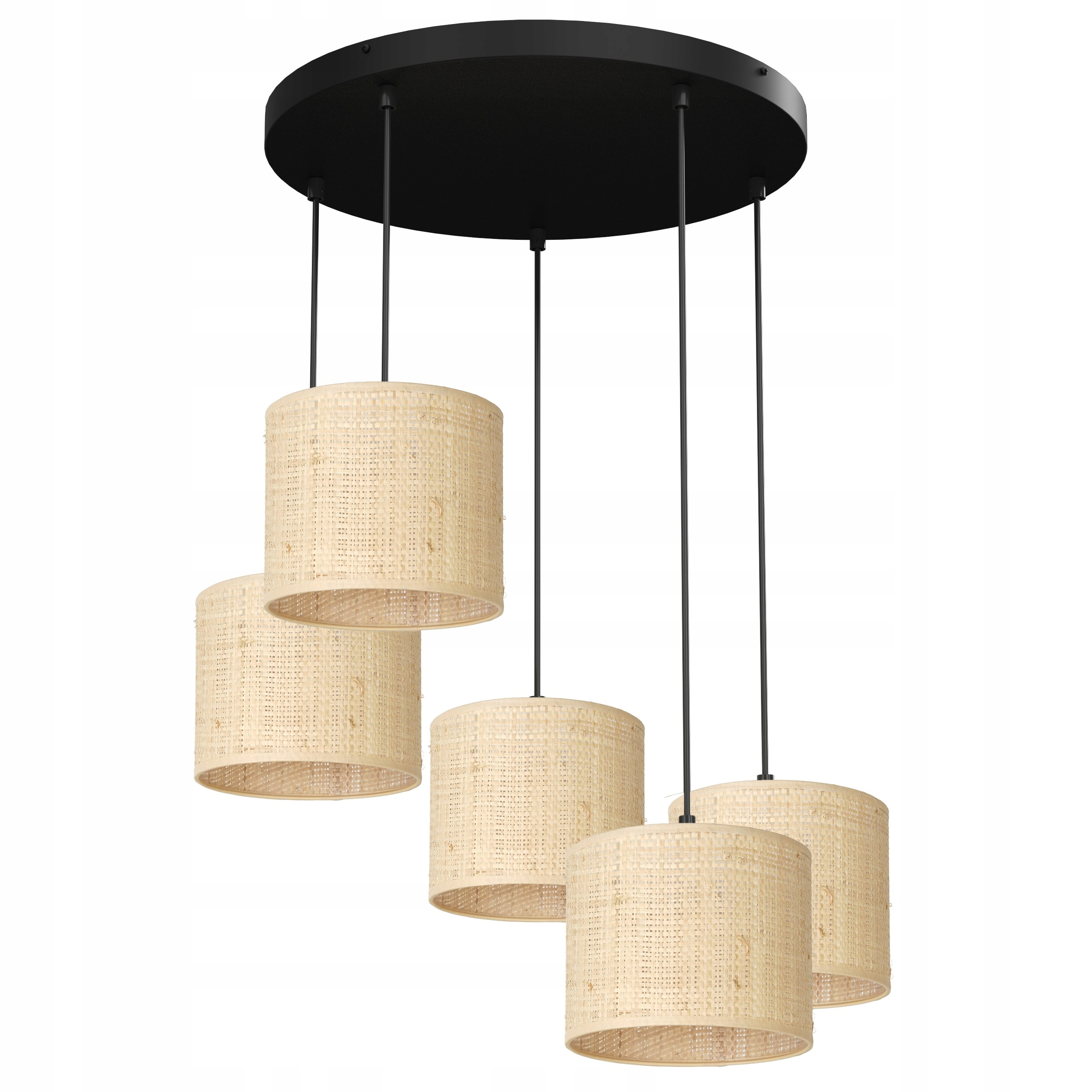 Závěsná lampa s boho stínítky Luminex Rattan 5 x E27